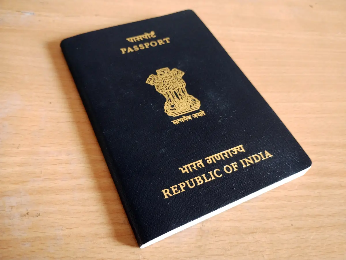 Indian passport cover illustrating passport renewal services in Qatar